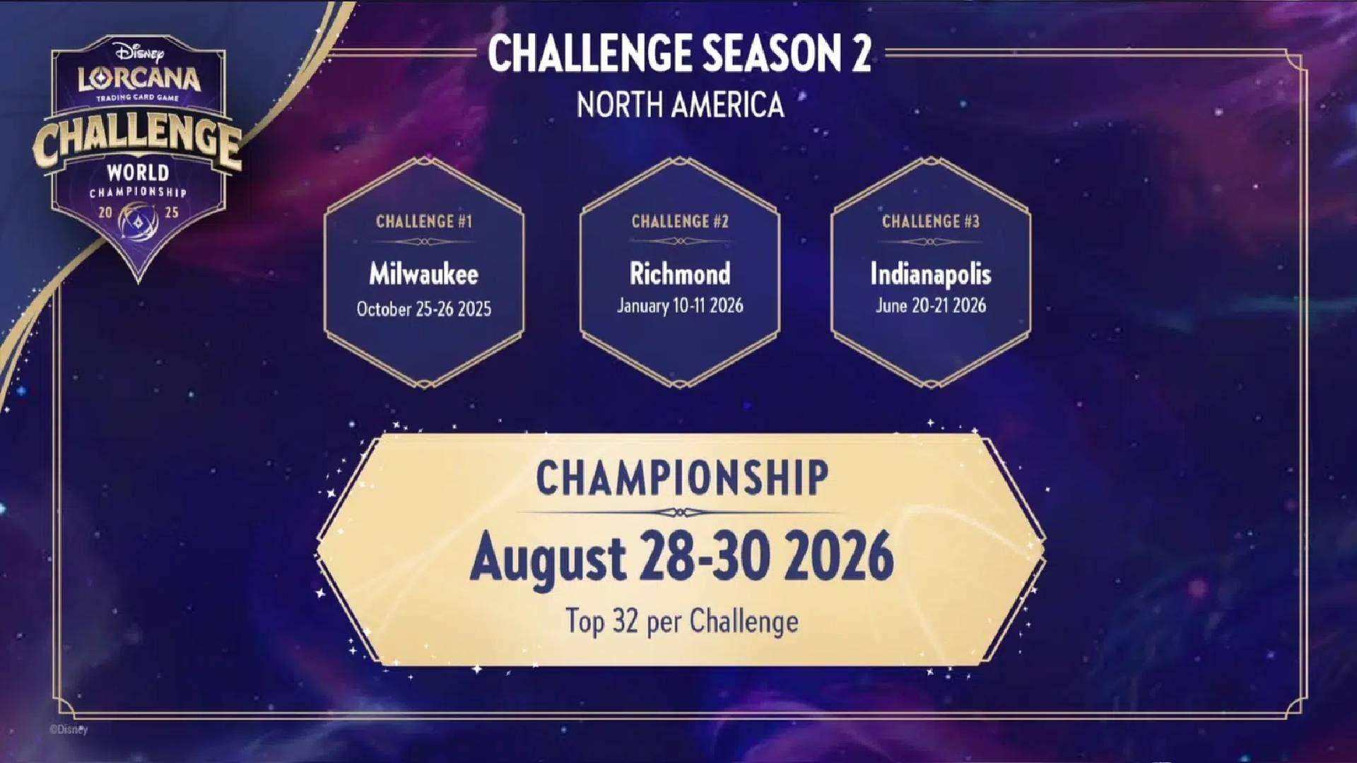 Disney Lorcana Challenge Season 2 NA Schedule.