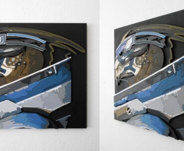 I made a wood art portrait of Garrus Vakarian from the video game Mass Effect