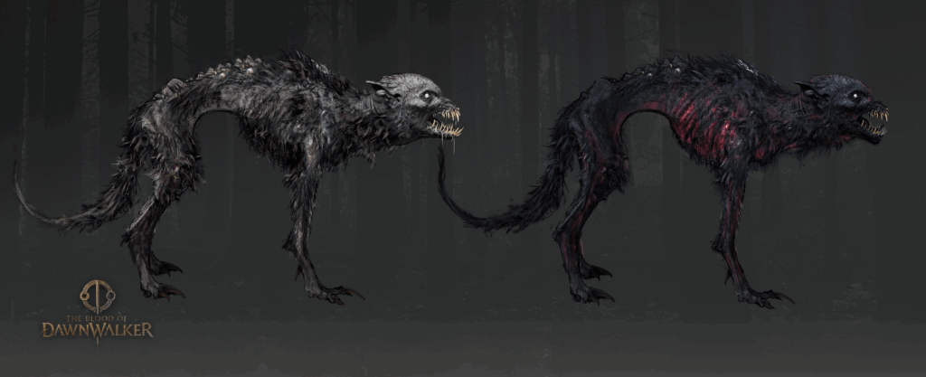 Concept art of a Psoglav which is a vampire dog from The Blood Of Dawnwalker