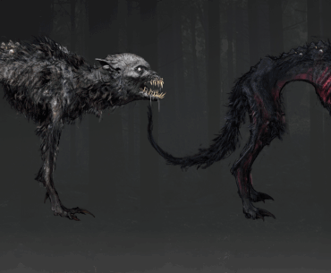 Concept art of a Psoglav which is a vampire dog from The Blood Of Dawnwalker