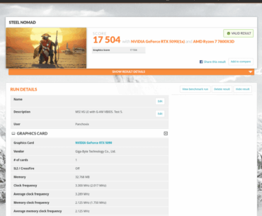 RTX 5090 Vanguard shunt modded, 17500 on Steel Nomad on air cooler