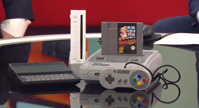Mario Bros. is inside an SNES. 