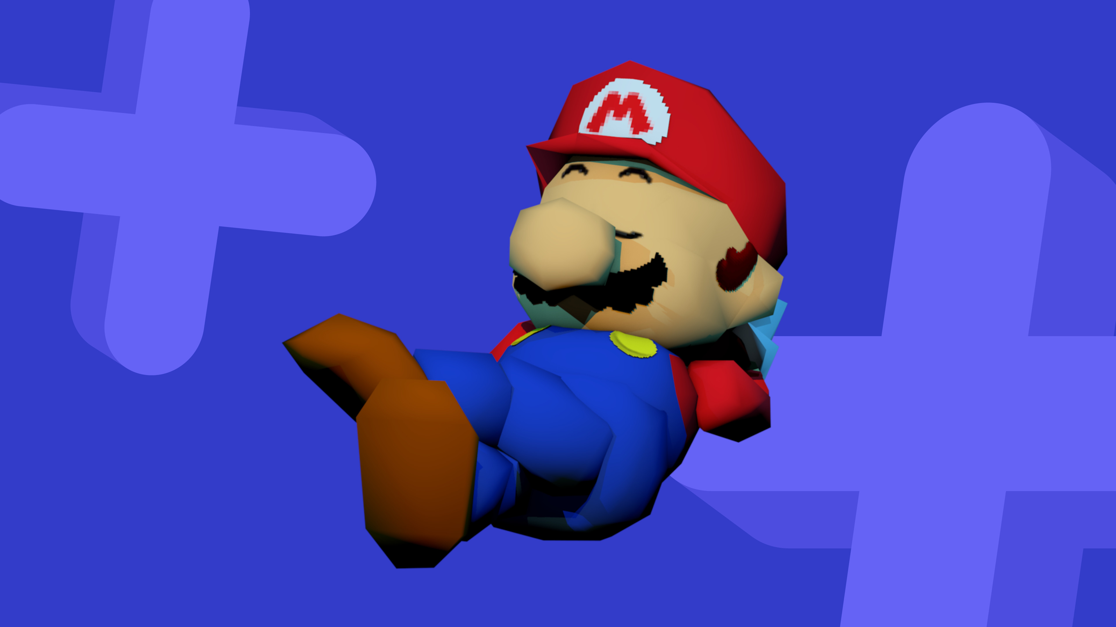Mario asleep on a blue background