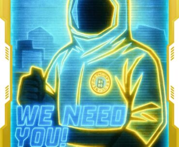 A corporate propaganda poster of the fictional Binary Express mega-corp from my upcoming game Neoblazer.
