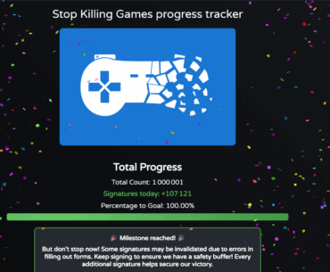 The Stop Killing Games initiative just hit 1 million signatures, with 500k in the last week alone !!