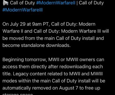 MWII and MWIII to be removed from HQ and presumably Warzone on August 7th