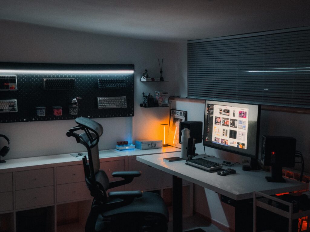 Desk setup for work and free time