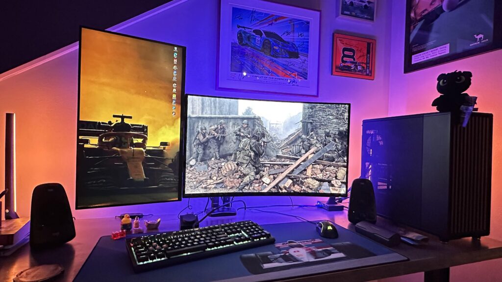 Nighttime shot of my battle/movie station