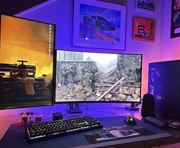 Nighttime shot of my battle/movie station