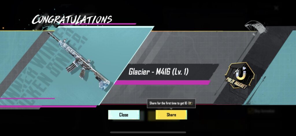 Got the M416 Glacier in a new account as well
