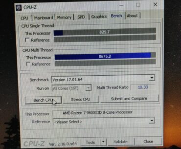 9800x3d score cpuz bios default (no pbo/expo) all default.