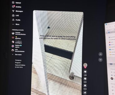 TikTok on a vertical monitor
