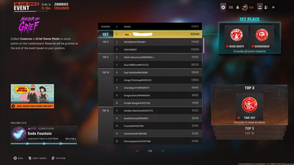 Hit 1m score on the Grief event‼️