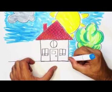 kolay ev çizimi - ev nasıl çizilir - how to do drawing home