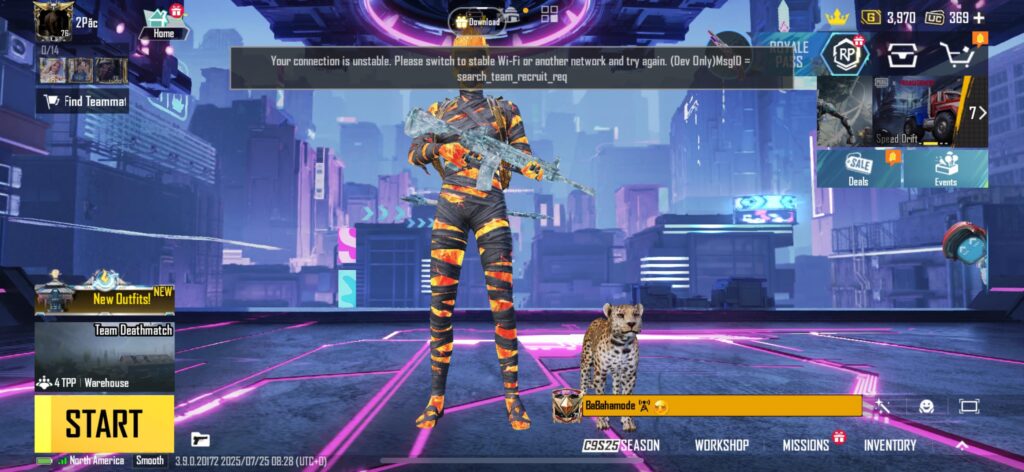 Reconnect error message