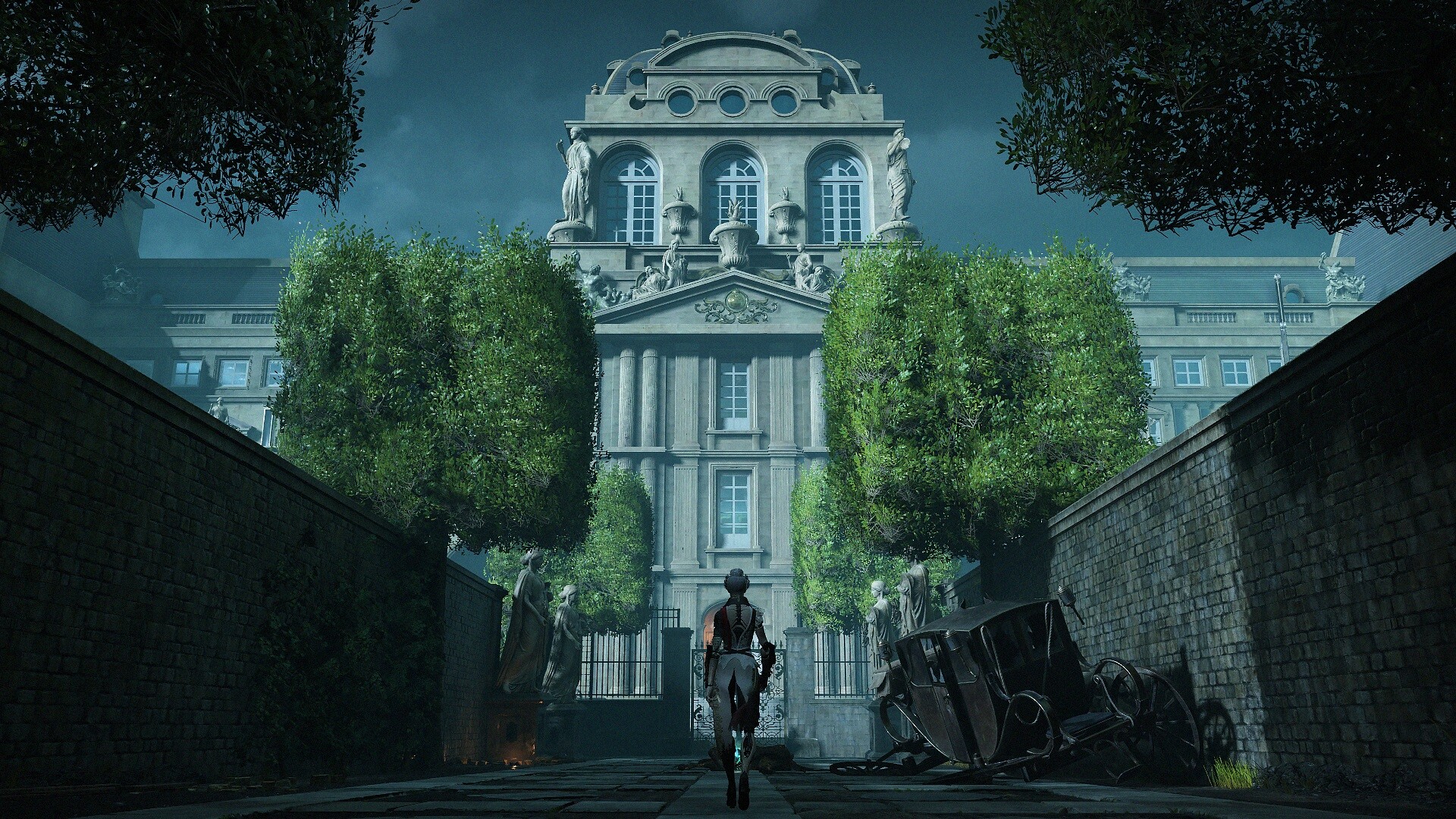A French Revolution robot walks toward an 18th-century Paris palace in key art for SteelRising