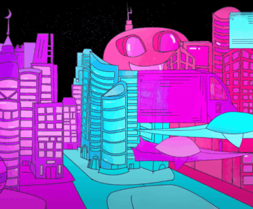 Shots of the city from the cyberpunk web series insomnia A City Without Sleep
