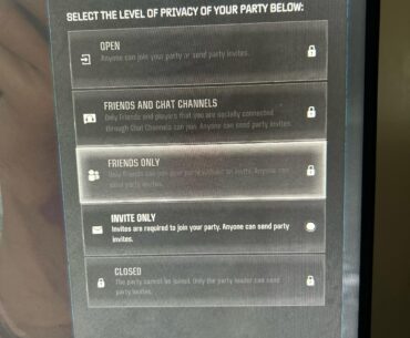 Party settings locked ?