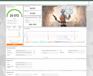 Time Spy Score w/ only Nvida GPU Auto Tune enabled:
