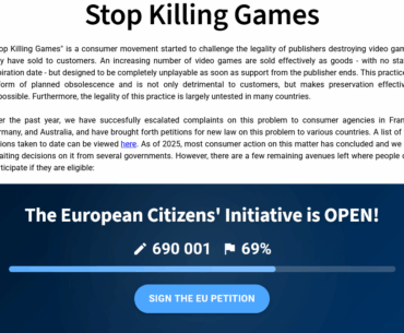 The petition to Stop Killing Games is coming along *nicely*.