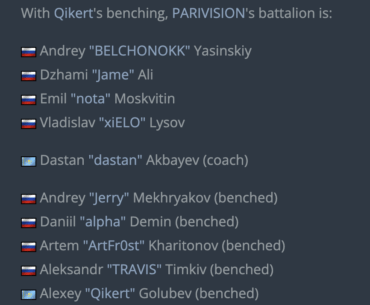 PARIVISION now have more players benched than in their starting lineup...