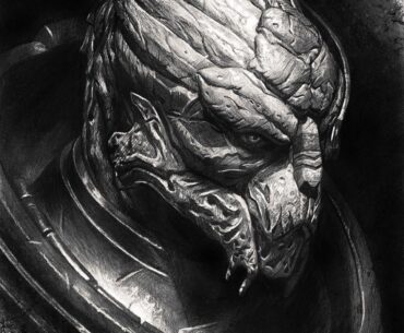 Here is my take on Garrus Vakarian.  Hand drawn in charcoal.