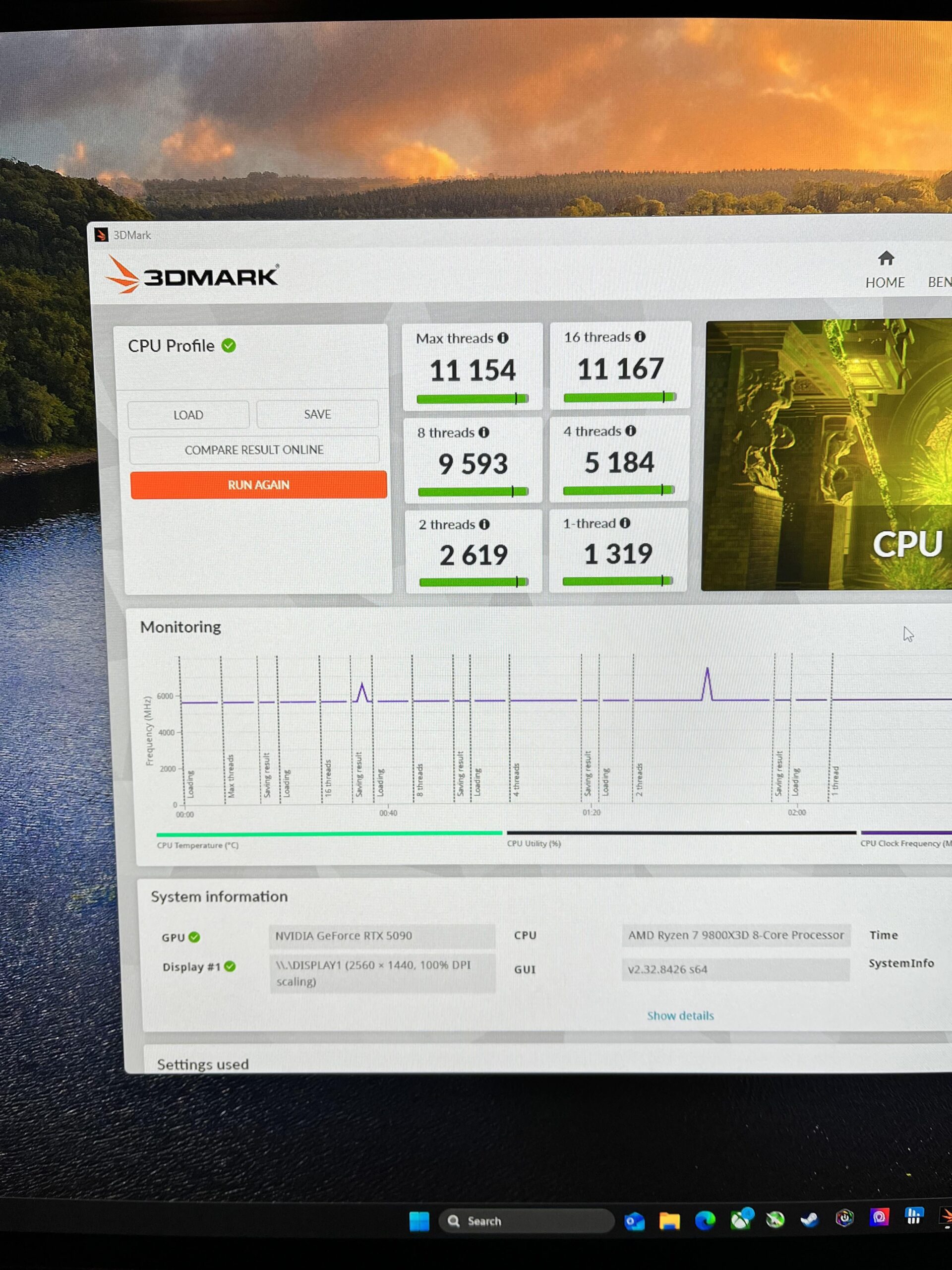 9800x3d OC – 3d mark – CPU Profile 9800x3d OC - 3d mark - CPU Profile