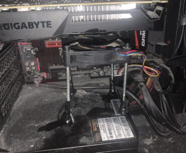 A master of improvisation (gpu fan broke after i put a bunch of mineral oil in it)