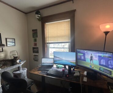 My cozy WFH/Battlestation setup! The taped arm rest really ties it all together