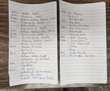 My backlog arranged by release year.