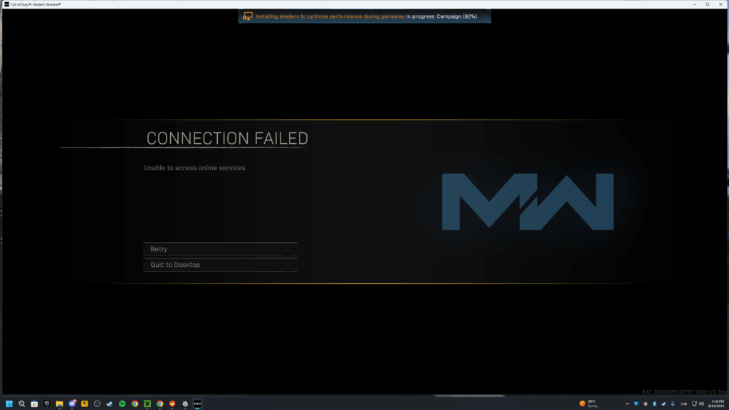 I get a connection error when trying to play story mode again