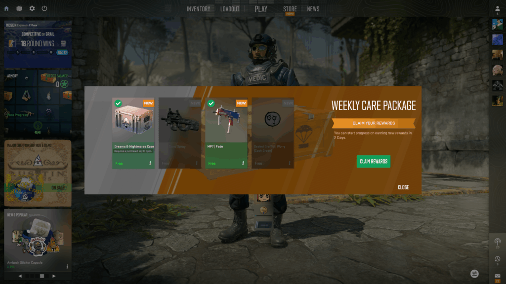Fade skin in weekly package