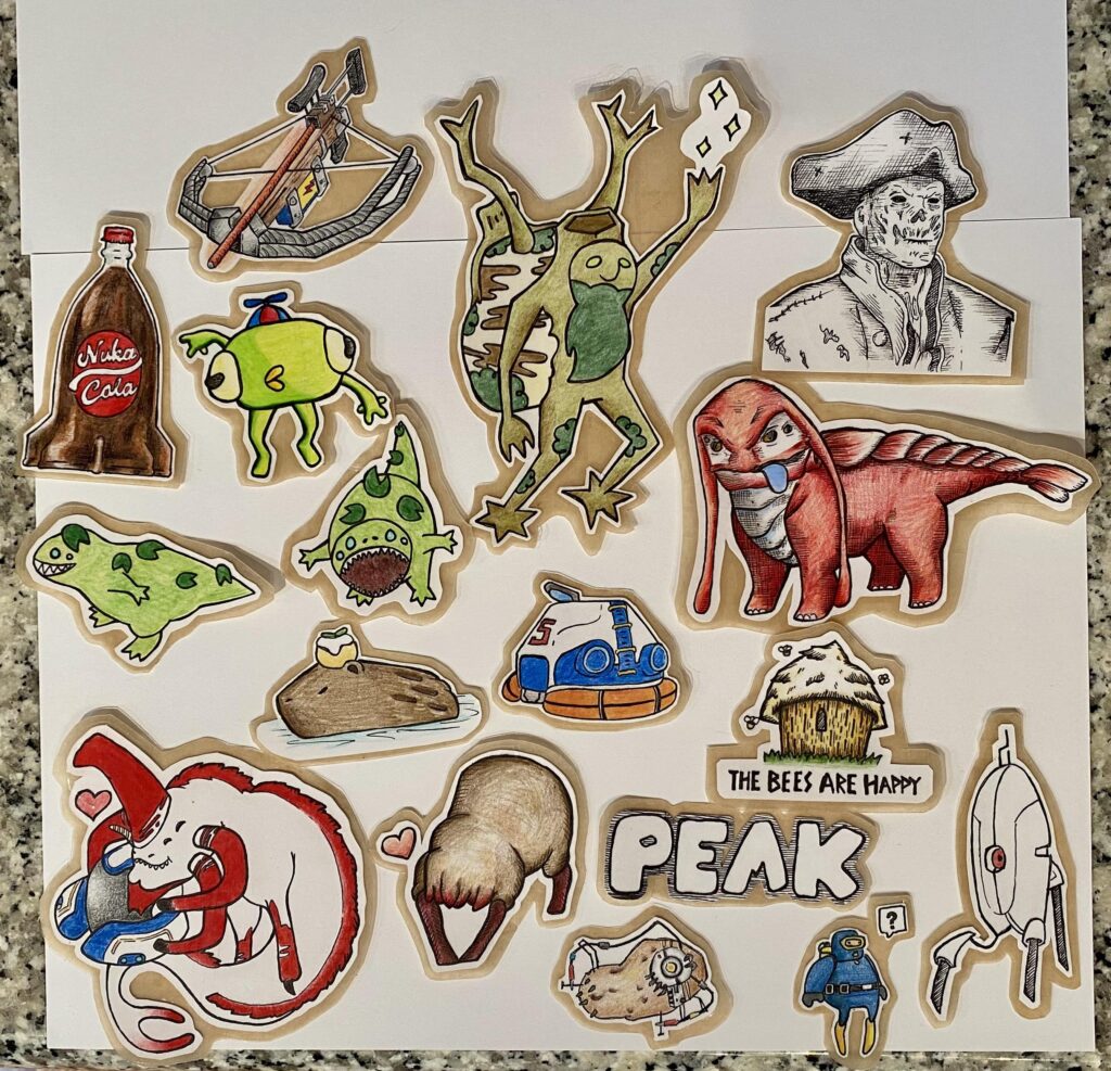Homemade stickers of some games I’ve played in the last couple of years