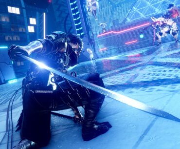 Yakumo drawing his sword against a boss in Ninja Gaiden 4