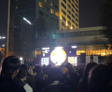 Winning moment at one of  Mongolia's public watchparties.