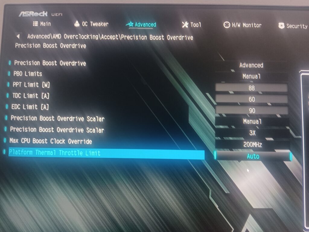 I don't have a negative voltage option in my PBO settings