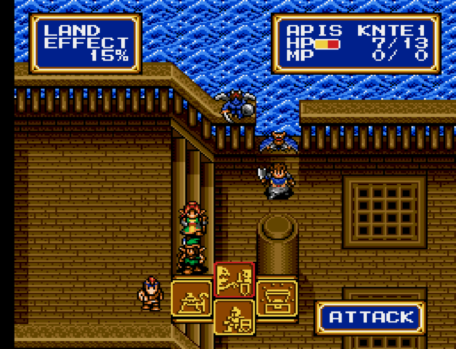 Shining Force CD screenshot of the player's party is on a ship being invaded by flying enemies.