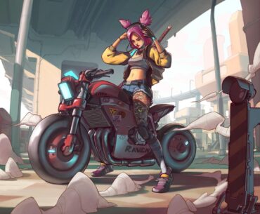 [OC] A painting I made a few years ago that contains a few Cyberpunk tropes :)
