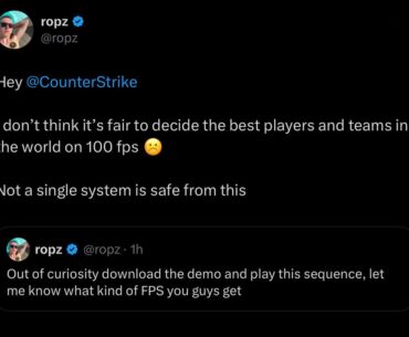 Ropz highlighting poor FPS performance in certain scenarios (text below for added context)