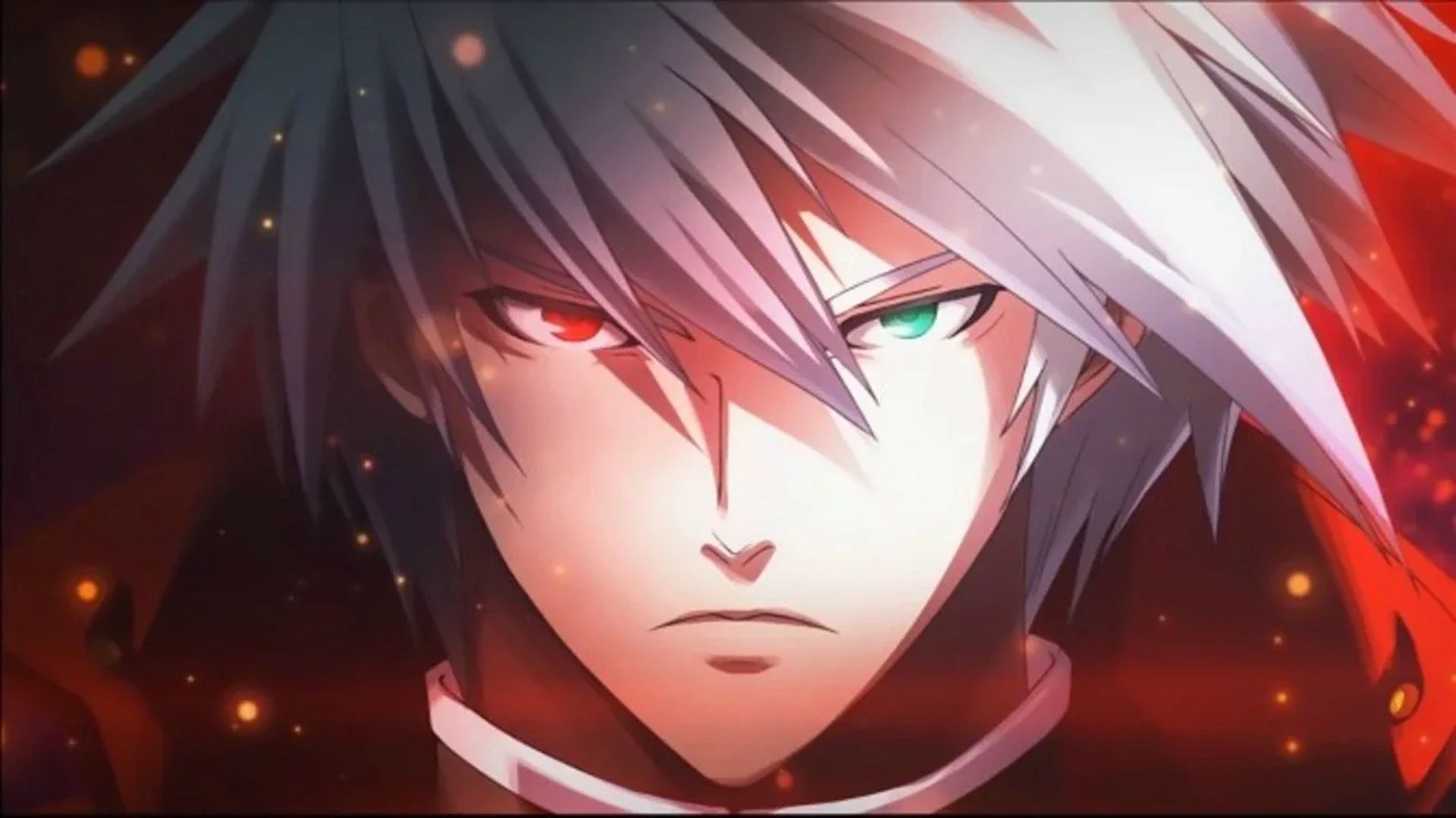 A screenshot of a cutscene with Ragna the Bloodedge from BlazBlue Chrono Phantasma
