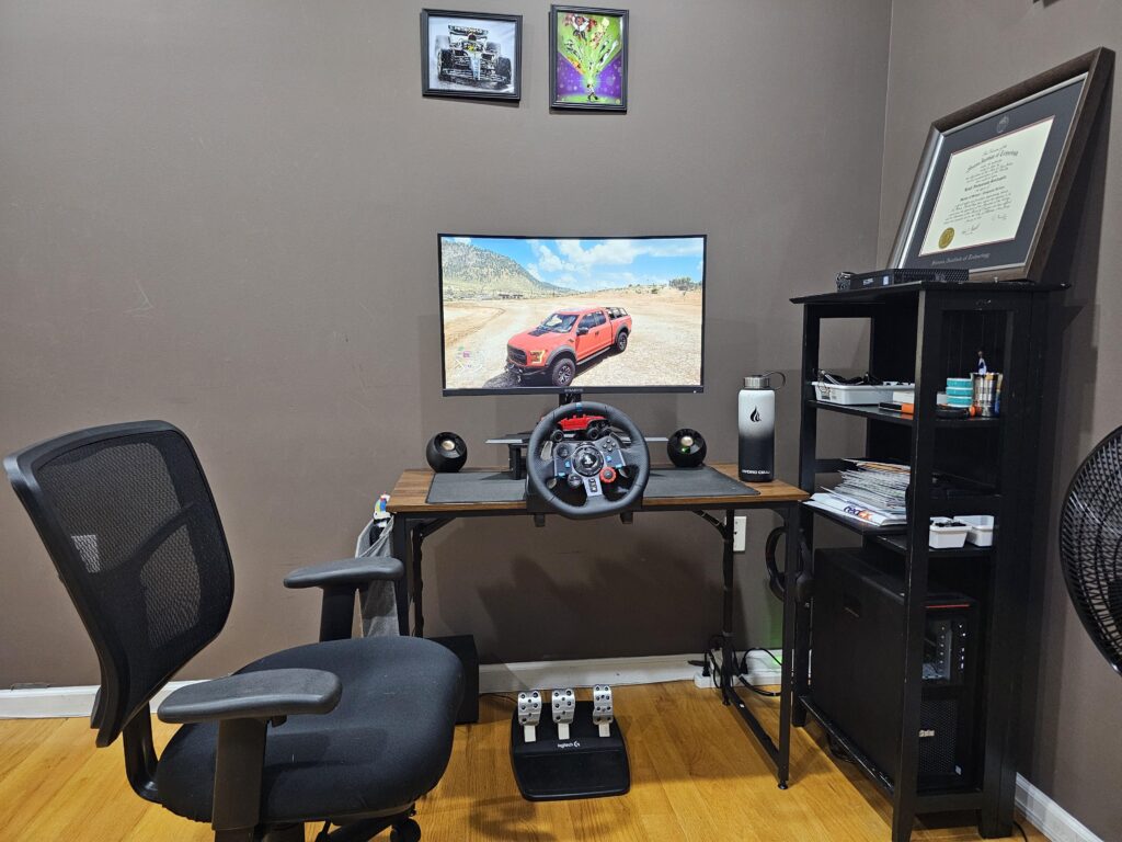 Budget-friendly sim racing setup with decent cable management