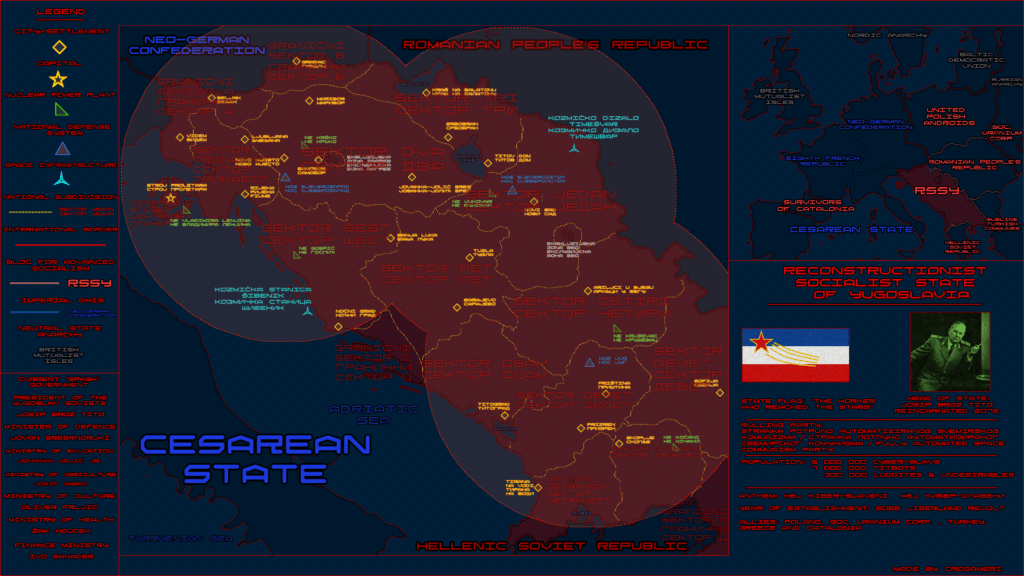 A map of cyberpunk Yugoslavia