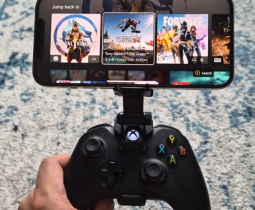 iPhone 12 Pro Max attached to an Xbox controller