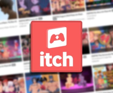 A bunch of blurry adult game tiles and the Itch logo.