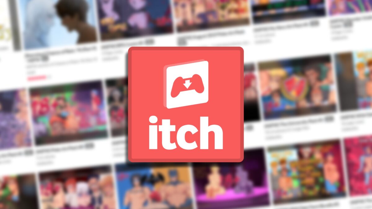 Itch.io Is Returning Free NSFW Games To Its Store A bunch of blurry adult game tiles and the Itch logo.