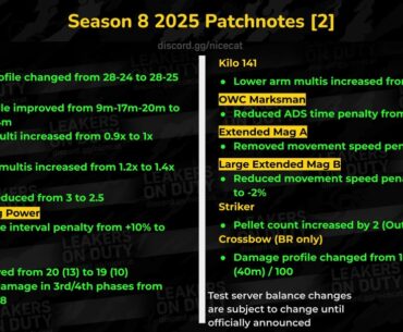S8 PATCH NOTES
