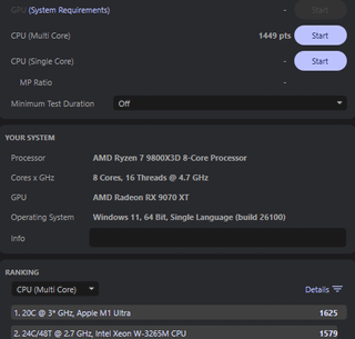 Cinebench R24 MC 1449 | -40 CO 9800X3D PBO Advanced | 5.4 GHz All Core | 75c Max