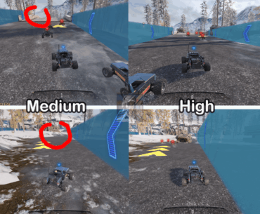 Set your graphics to 'High' or above when playing in RCXD mode. Some stuff aren't rendering properly at low-med graphics settings.