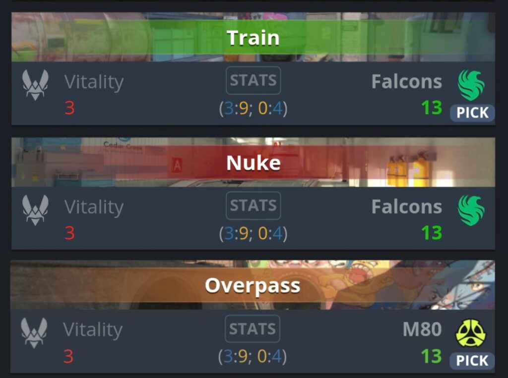 Vitality 3 in a row map lose streak with every map ending 13-3