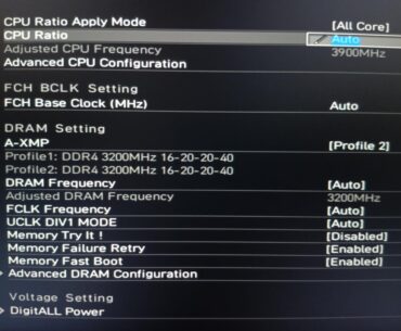 DRAM timing showing 16-20-20-40 instead of 16-18-18-36